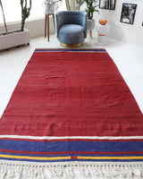 Vintage kilim rug in living room setting, bright colors, wild shaman, soft rug, bold color, Portland, Oregon, rug store, rug shop, local shop, vintage rug, modern kilim, warm colors