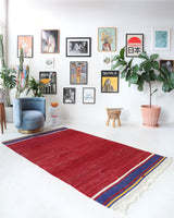 Vintage kilim rug in living room setting, bright colors, wild shaman, soft rug, bold color, Portland, Oregon, rug store, rug shop, local shop, vintage rug, modern kilim, warm colors