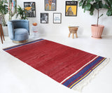 Vintage kilim rug in living room setting, bright colors, wild shaman, soft rug, bold color, Portland, Oregon, rug store, rug shop, local shop, vintage rug, modern kilim, warm colors