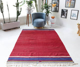 Vintage kilim rug in living room setting, bright colors, wild shaman, soft rug, bold color, Portland, Oregon, rug store, rug shop, local shop, vintage rug, modern kilim, warm colors