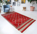 Vintage Milas Turnali Kilim Rug 4'11"x7'11"
