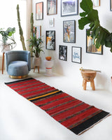 Vintage Turkish runner rug in a living room setting, pile rug, Turkish rug, vintage rug, portland, rug shop, bright colors, wild shaman, soft rug, bold color, Portland, Oregon, rug store, rug shop, local shop, antique rug