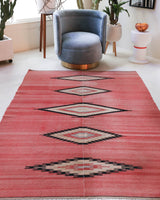 Vintage kilim rug in living room setting, bright colors, wild shaman, soft rug, bold color, Portland, Oregon, rug store, rug shop, local shop, vintage rug, modern kilim, warm colors