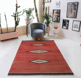 Vintage kilim rug in living room setting, bright colors, wild shaman, soft rug, bold color, Portland, Oregon, rug store, rug shop, local shop, vintage rug, modern kilim, warm colors