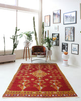 Vintage kilim rug in living room setting, bright colors, wild shaman, soft rug, bold color, Portland, Oregon, rug store, rug shop, local shop, vintage rug, modern kilim, warm colors