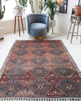 Vintage kilim rug in living room setting, bright colors, wild shaman, soft rug, bold color, Portland, Oregon, rug store, rug shop, local shop, vintage rug, modern kilim, warm colors