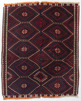 Vintage kilim rug in living room setting, bright colors, wild shaman, soft rug, bold color, Portland, Oregon, rug store, rug shop, local shop, vintage rug, modern kilim, warm colors