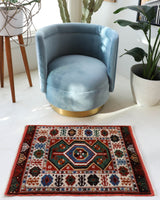 Vintage Turkish rug in a living room setting, pile rug, Turkish rug, vintage rug, portland, rug shop, bright colors, wild shaman, soft rug, bold color, Portland, Oregon, rug store, rug shop, local shop, antique rug