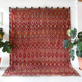 Vintage kilim rug in living room setting, bright colors, wild shaman, soft rug, bold color, Portland, Oregon, rug store, rug shop, local shop, vintage rug, modern kilim, warm colors