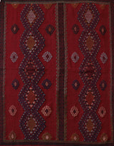 Vintage kilim rug in room decor setting, old rug, antique rug, pastel colors, faded colors, Turkish rug, vintage rug, soft rug, Portland, Oregon, rug store, rug shop, local shop, bold colors, bright colors, faded colors