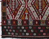 Vintage kilim rug in living room setting, bright colors, wild shaman, soft rug, bold color, Portland, Oregon, rug store, rug shop, local shop, vintage rug, modern kilim, warm colors