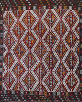 Vintage kilim rug in living room setting, bright colors, wild shaman, soft rug, bold color, Portland, Oregon, rug store, rug shop, local shop, vintage rug, modern kilim, warm colors