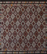 Vintage kilim rug in living room setting, bright colors, wild shaman, soft rug, bold color, Portland, Oregon, rug store, rug shop, local shop, vintage rug, modern kilim, warm colors