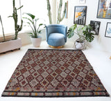 Vintage kilim rug in living room setting, bright colors, wild shaman, soft rug, bold color, Portland, Oregon, rug store, rug shop, local shop, vintage rug, modern kilim, warm colors