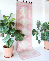 Vintage Turkish runner rug in living room setting, old rug, antique rug, pastel colors, faded colors, Turkish rug, vintage rug, soft rug, Portland, Oregon, rug store, rug shop, local shop