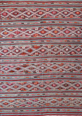 Vintage kilim rug in living room setting, bright colors, wild shaman, soft rug, bold color, Portland, Oregon, rug store, rug shop, local shop, vintage rug, modern kilim, warm colors