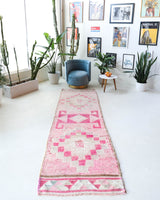 Vintage Turkish runner rug in living room setting, old rug, antique rug, pastel colors, faded colors, Turkish rug, vintage rug, soft rug, Portland, Oregon, rug store, rug shop, local shop