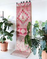 Vintage Turkish runner rug in living room setting, old rug, antique rug, pastel colors, faded colors, Turkish rug, vintage rug, soft rug, Portland, Oregon, rug store, rug shop, local shop