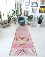 Vintage Turkish runner rug in living room setting, old rug, antique rug, pastel colors, faded colors, Turkish rug, vintage rug, soft rug, Portland, Oregon, rug store, rug shop, local shop