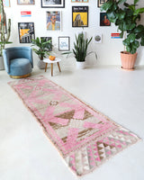 Vintage Turkish runner rug in living room setting, old rug, antique rug, pastel colors, faded colors, Turkish rug, vintage rug, soft rug, Portland, Oregon, rug store, rug shop, local shop