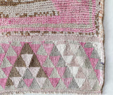 Vintage Turkish runner rug in living room setting, old rug, antique rug, pastel colors, faded colors, Turkish rug, vintage rug, soft rug, Portland, Oregon, rug store, rug shop, local shop