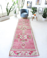 Vintage Turkish runner rug in living room setting, old rug, antique rug, pastel colors, faded colors, Turkish rug, vintage rug, soft rug, Portland, Oregon, rug store, rug shop, local shop