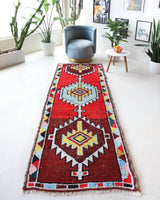 Vintage Kurdish Herki Runner Rug 3'2"x9'5"