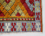 Vintage Turkish rug in a living room setting, pile rug, Turkish rug, vintage rug, portland, rug shop, bright colors, wild shaman, soft rug, bold color, Portland, Oregon, rug store, rug shop, local shop, shag rug, shaggy, plush,tulu rugs