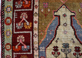 Vintage Turkish rug in a living room setting, pile rug, Turkish rug, vintage rug, portland, rug shop, bright colors, wild shaman, soft rug, bold color, Portland, Oregon, rug store, rug shop, local shop, antique rug