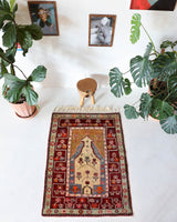 Vintage Turkish rug in a living room setting, pile rug, Turkish rug, vintage rug, portland, rug shop, bright colors, wild shaman, soft rug, bold color, Portland, Oregon, rug store, rug shop, local shop, antique rug