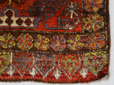 Vintage Turkish rug in a living room setting, pile rug, Turkish rug, vintage rug, portland, rug shop, bright colors, wild shaman, soft rug, bold color, Portland, Oregon, rug store, rug shop, local shop, shag rug, shaggy, plush,tulu rugs