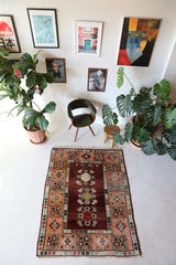Vintage Turkish rug in a living room setting, pile rug, Turkish rug, vintage rug, portland, rug shop, bright colors, wild shaman, soft rug, bold color, Portland, Oregon, rug store, rug shop, local shop, antique rug