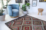 Vintage Mersin Mut Cicim Kilim Rug 5'4"x6'4"