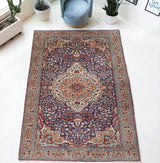 Vintage Turkish rug in a living room setting, pile rug, Turkish rug, vintage rug, portland, rug shop, bright colors, wild shaman, soft rug, bold color, Portland, Oregon, rug store, rug shop, local shop