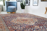 Vintage Turkish rug in a living room setting, pile rug, Turkish rug, vintage rug, portland, rug shop, bright colors, wild shaman, soft rug, bold color, Portland, Oregon, rug store, rug shop, local shop