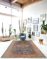 Vintage Turkish rug in a living room setting, pile rug, Turkish rug, vintage rug, portland, rug shop, bright colors, wild shaman, soft rug, bold color, Portland, Oregon, rug store, rug shop, local shop