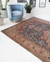 Vintage Turkish rug in a living room setting, pile rug, Turkish rug, vintage rug, portland, rug shop, bright colors, wild shaman, soft rug, bold color, Portland, Oregon, rug store, rug shop, local shop