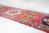Vintage Turkish runner rug in a living room setting, pile rug, Turkish rug, vintage rug, portland, rug shop, bright colors, wild shaman, soft rug, bold color, Portland, Oregon, rug store, rug shop, local shop