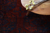 Antique Turkmen rug in a living room setting, pile rug, Turkish rug, vintage rug, portland, rug shop, bright colors, wild shaman, soft rug, bold color, Portland, Oregon, rug store, rug shop, local shop, antique rug