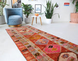 Vintage Turkish runner rug in a living room setting, pile rug, Turkish rug, vintage rug, portland, rug shop, bright colors, wild shaman, soft rug, bold color, Portland, Oregon, rug store, rug shop, local shop
