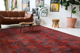 Antique Turkmen rug in a living room setting, pile rug, Turkish rug, vintage rug, portland, rug shop, bright colors, wild shaman, soft rug, bold color, Portland, Oregon, rug store, rug shop, local shop, antique rug