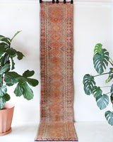 Vintage Turkish runner rug in living room setting, old rug, antique rug, pastel colors, faded colors, Turkish rug, vintage rug, soft rug, Portland, Oregon, rug store, rug shop, local shop