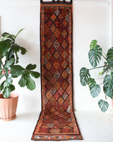 Vintage Turkish runner rug in a living room setting, pile rug, Turkish rug, vintage rug, portland, rug shop, bright colors, wild shaman, soft rug, bold color, Portland, Oregon, rug store, rug shop, local shop