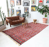 Vintage kilim rug in living room setting, bright colors, wild shaman, soft rug, bold color, Portland, Oregon, rug store, rug shop, local shop, vintage rug, modern kilim, warm colors Vintage kilim rug in living room setting, bright colors, wild shaman, soft rug, bold color, Portland, Oregon, rug store, rug shop, local shop, vintage rug, modern kilim, warm colors