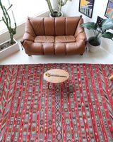 Vintage kilim rug in living room setting, bright colors, wild shaman, soft rug, bold color, Portland, Oregon, rug store, rug shop, local shop, vintage rug, modern kilim, warm colors