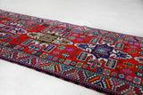 Vintage Turkish runner rug in a living room setting, pile rug, Turkish rug, vintage rug, portland, rug shop, bright colors, wild shaman, soft rug, bold color, Portland, Oregon, rug store, rug shop, local shop,