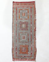 Vintage Turkish runner rug in living room setting, old rug, antique rug, pastel colors, faded colors, Turkish rug, vintage rug, soft rug, Portland, Oregon, rug store, rug shop, local shop