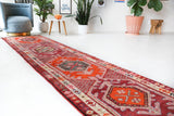 Vintage Turkish runner rug in a living room setting, pile rug, Turkish rug, vintage rug, portland, rug shop, bright colors, wild shaman, soft rug, bold color, Portland, Oregon, rug store, rug shop, local shop,
