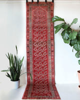 Vintage Turkish runner rug in a living room setting, pile rug, Turkish rug, vintage rug, portland, rug shop, bright colors, wild shaman, soft rug, bold color, Portland, Oregon, rug store, rug shop, local shop