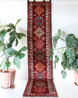 Vintage Kurdish Herki Runner Rug 2'10"x12'4"